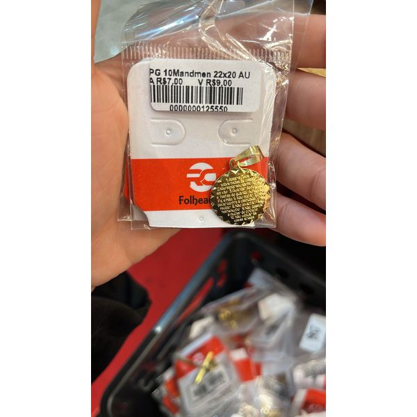 Pingente Dez Mandamentos Banhado A Ouro 18k