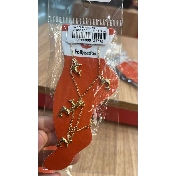 Tornozeleira Cinco Golfinhos Banhado A Ouro 18k