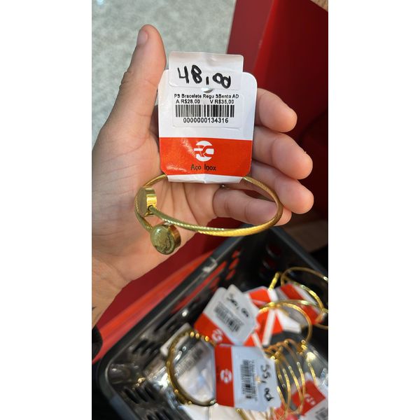 Pulseira Bracelete Regulável São Bento Aço Dourado 