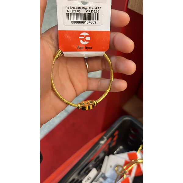 Pulseira Bracelete Regulável Chanel Aço Dourado 