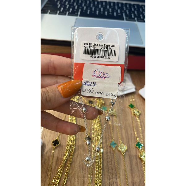 Pulseira Bola Lisa Espaçada Banhado A Prata 925
