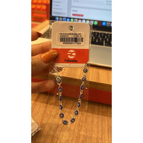 Pulseira Olho Grego Chinês Grande Azul Escuro Banhado A Prata 925
