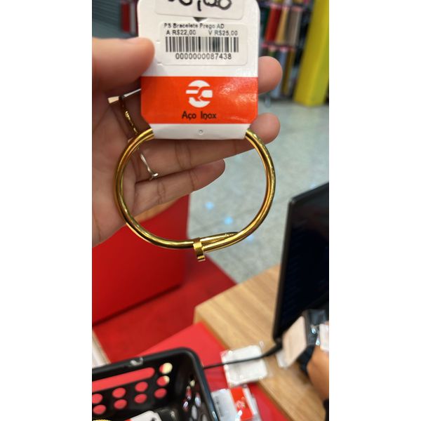 Pulseira Bracelete Prego Aço Dourado 