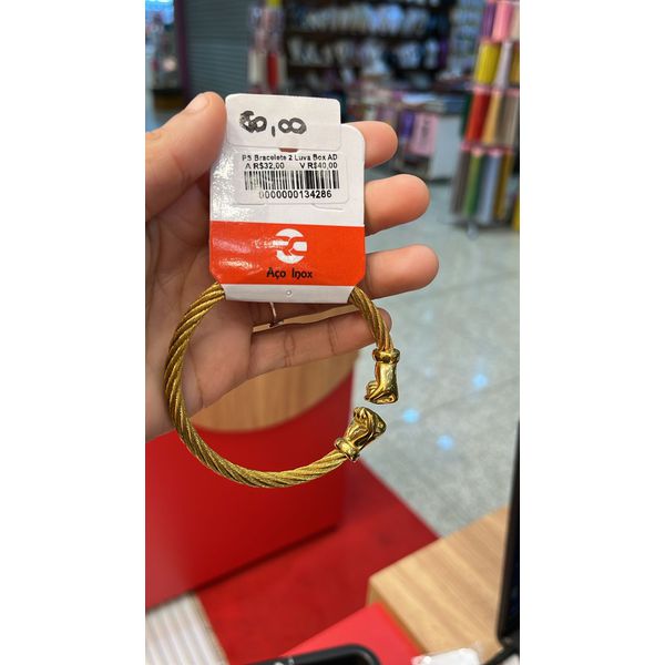 Pulseira Bracelete Duas Luva Box Aço Dourado 