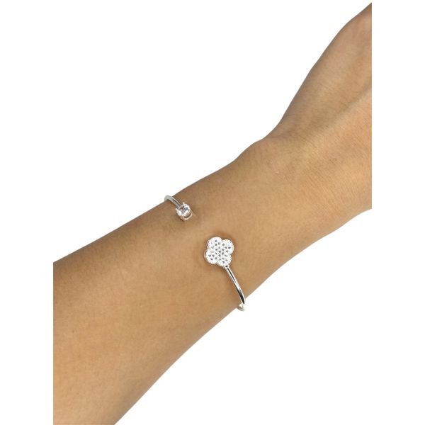 Pulseira Bracelete Trevo Banhado A Prata 925