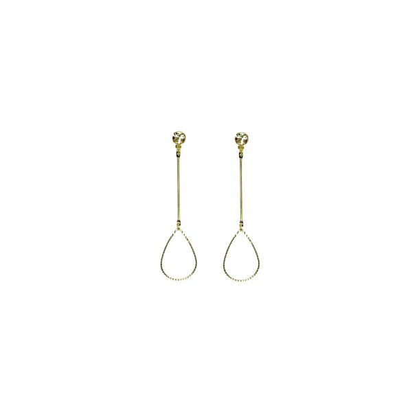 Brinco Palito Gota Vazado Strass Banhado A Ouro 18K