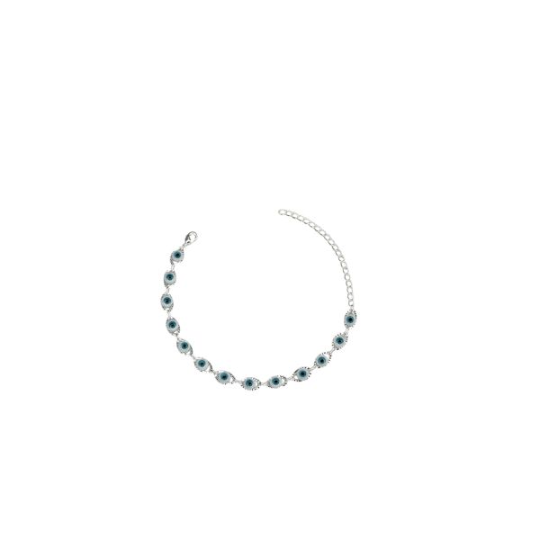 Pulseira Olho Chinês Grande Bacla Banhado A Prata 925