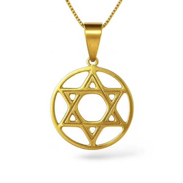 Pingente Estrela Davi 23x20 Aço Dourado 