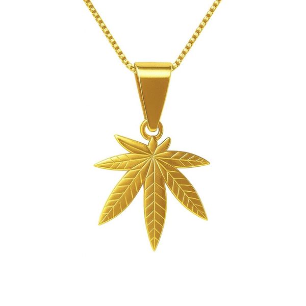 Pingente Folha Maconha 16x18 Aço Dourado 
