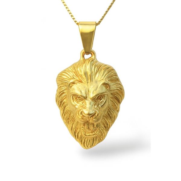 Pingente Zamac Face Leão Banhado A Ouro 18k