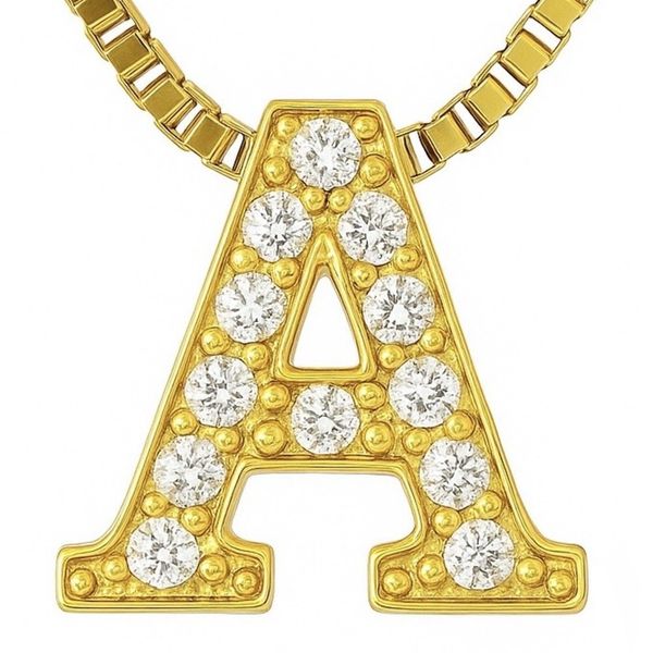 Pingente Letra A Cravejada Zircônia Banhado A Ouro 18K