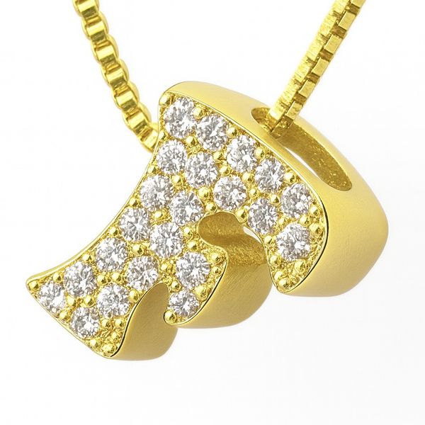Pingente Letra F Cravejada Banhado a Ouro 18K