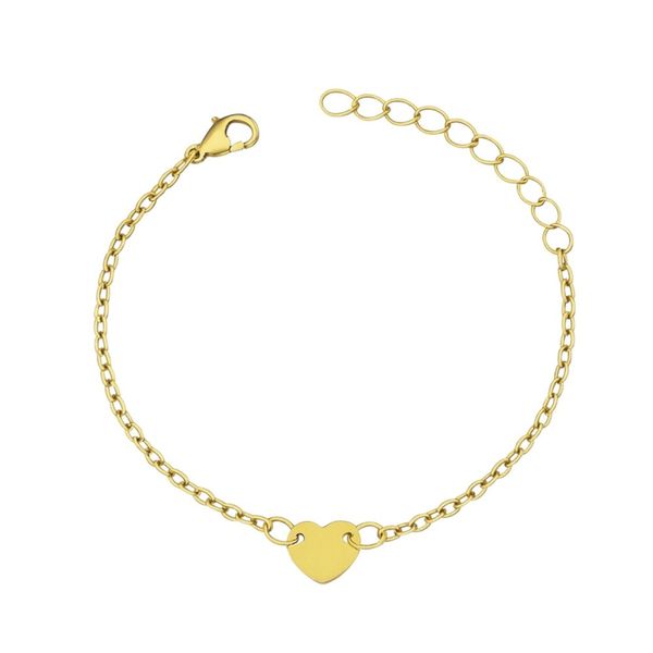 Pulseira Infantil Coração Meio Banhado a Ouro 18K