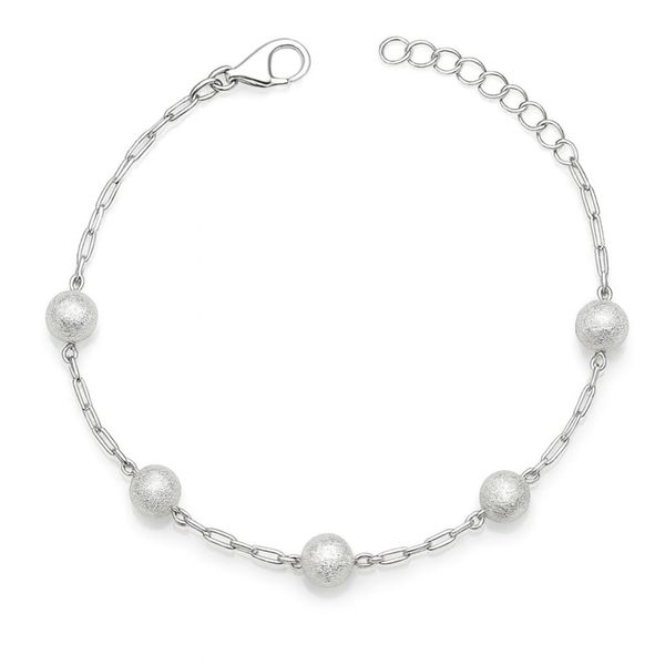 Pulseira Bola Áspera Espaçada Banhado A Prata 925