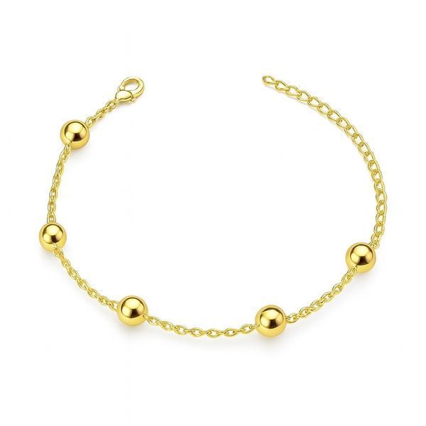 Pulseira Bola Lisa Quatro Espaçada Banhado A Ouro 18K