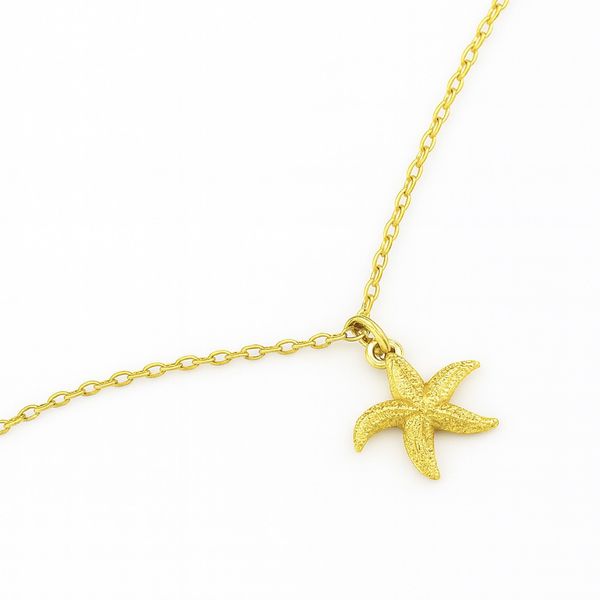 Tornozeleira Estrela Do Mar Pendurado Banhado A Ouro 18k