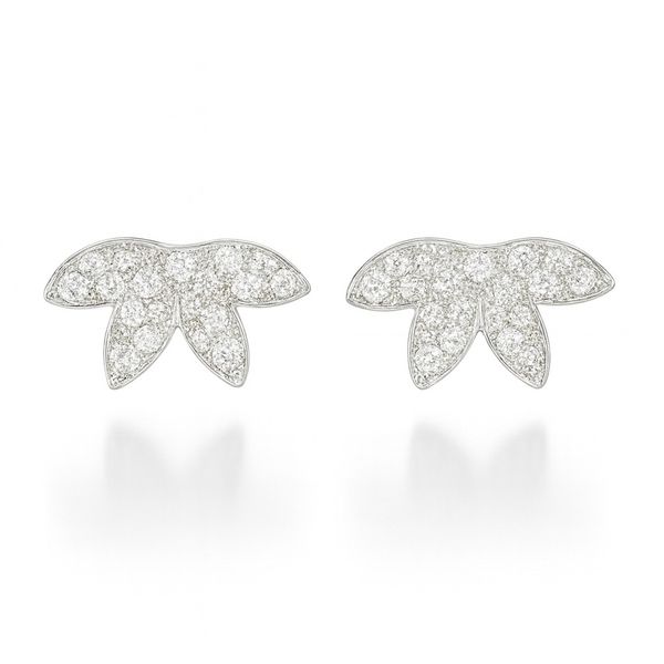 Brinco Meia Flor Quatro Pétalas Cristal Cravejado Banhado A Prata 925