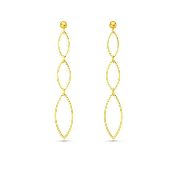 Brinco 3 Navetes Banhado a Ouro 18K