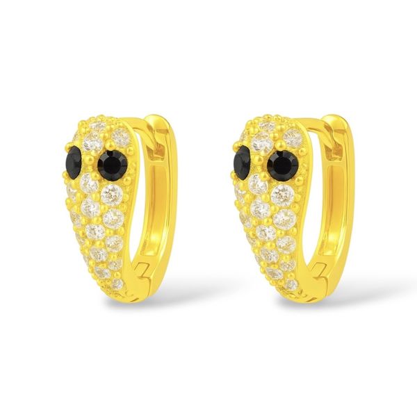 Brinco Cobra Click Cravejado Banhado a Ouro 18k