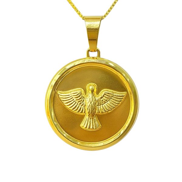 Pingente Medalha Espírito Santo Banhado A Ouro 18K