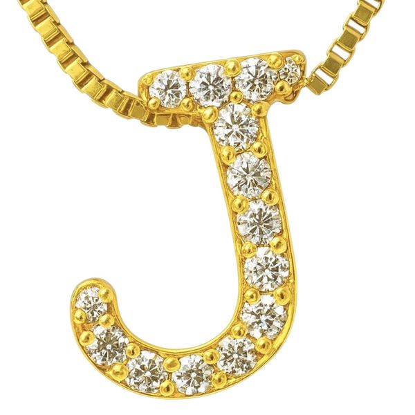 Pingente Latão Letra J Cravejada Zircônia Banhado A Ouro 18k