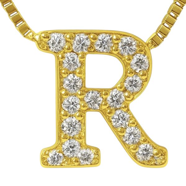 Pingente Latão Letra R Cravejada Zircônia Banhado A Ouro 18k