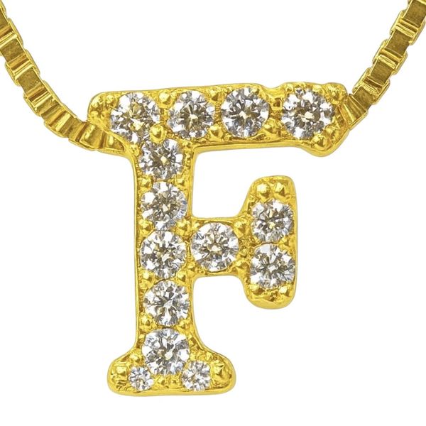 Pingente Latão Letra F Cravejada Zircônia Banhado A Ouro 18K