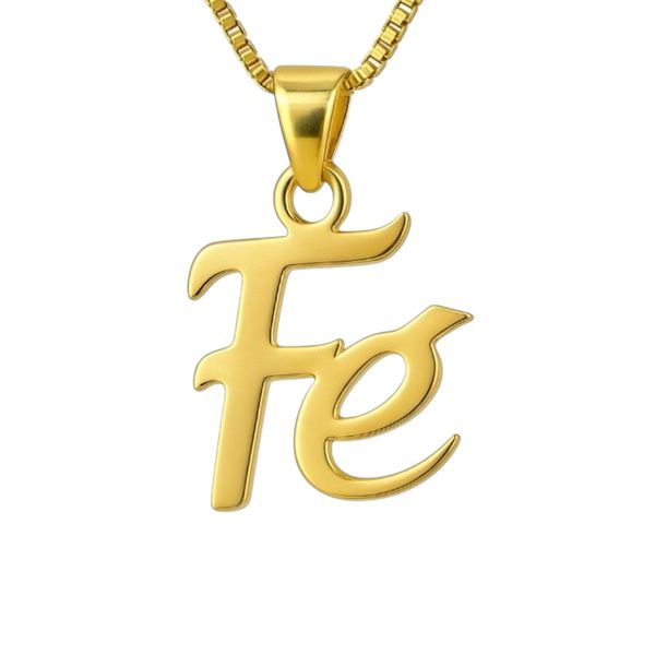 Pingente Fé Cursivo Banhado a Ouro 18K