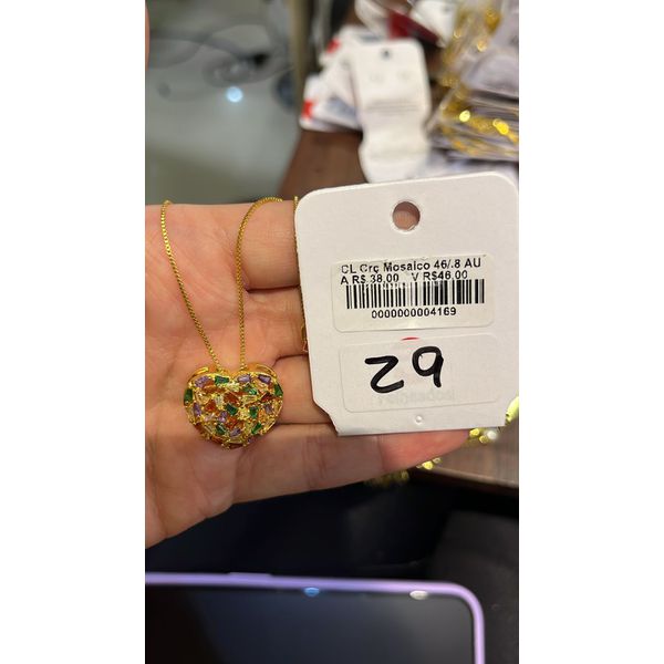 Colar Coração Moisaco Banhado A Ouro 18k