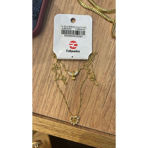 Colar Escapulário Espirito Santo Cruz Cravejada Banhado A Ouro 18K