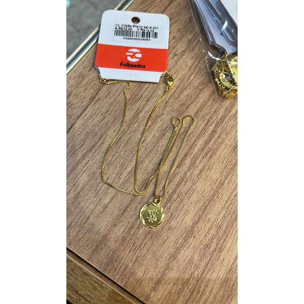 Colar Cifrão Placa Banhado A Ouro 18K