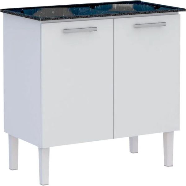 Gabinete de Lavanderia Branco em Aço 100x50 cm com Tanque Sintético Preto Venus Cozimax