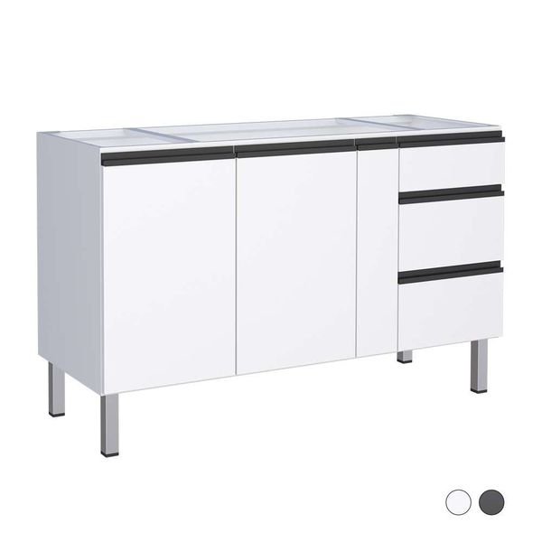 Gabinete de Cozinha para Pia 150 em Aço Gaia 2 Portas Branco - Cozimax