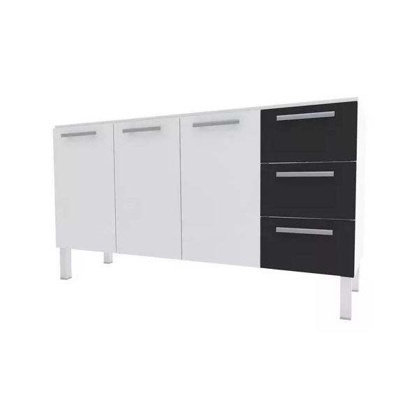 Gabinete Cozimax Venus 3 Gavetas Preto (Pia 120 cm)