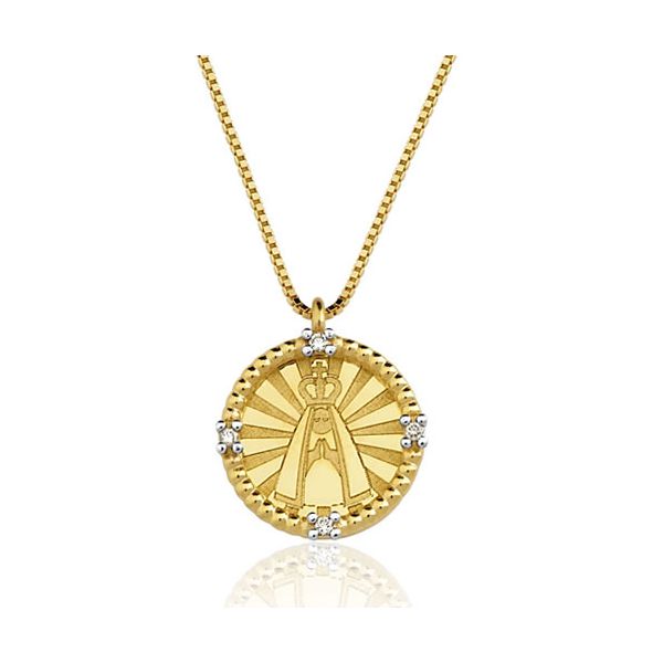 Gargantilha Nossa Senhora Aparecida de Ouro 18k com Brilhantes