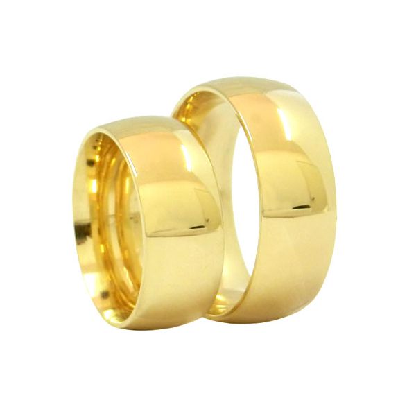 Alianças Anatômicas em Ouro 18k 8mm