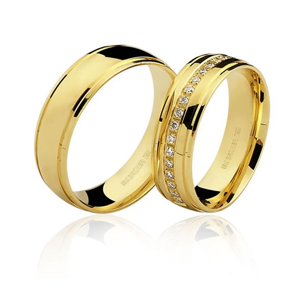 Alianças Abauladas em Ouro 18K Frisos nas Bodas 6,0mm