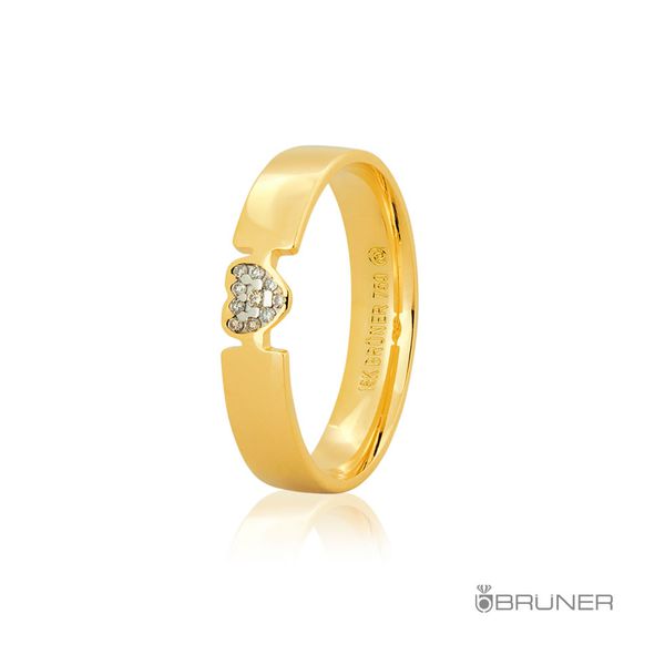 Aliança Tradicional de Ouro 18k com Brilhantes 4.0mm