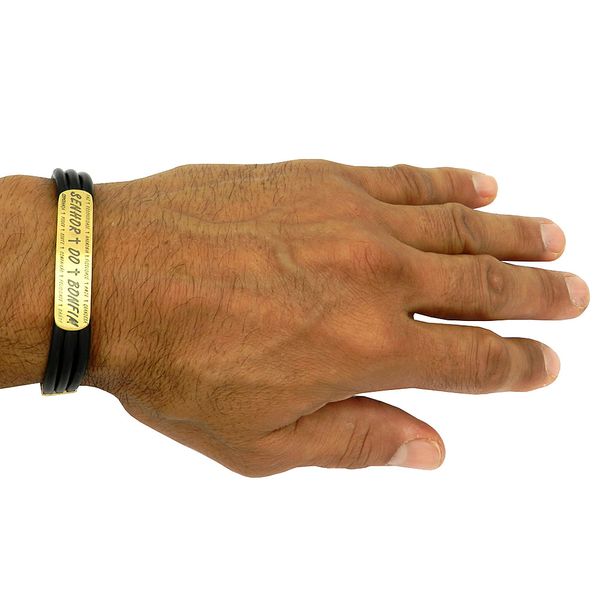 Pulseira Senhor do Bonfim em Ouro18k com Silicone e feche com trava