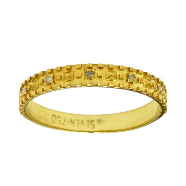 Anel de Ouro Pirâmides Minimalista 1.5g 7 Brilhantes
