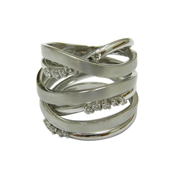 Anel em Ouro Branco 18K com 14 Brilhantes 12,0g 21mm