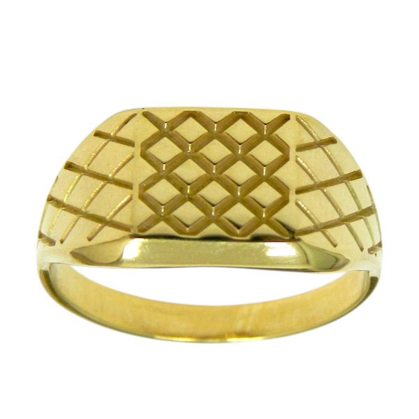 Anel Origem em Ouro 18k Xadrez com 5.0g 10.0mm