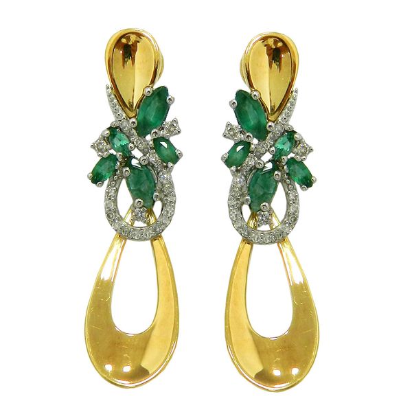 Brinco em Ouro 18k Esmeraldas e Diamantes 7.2g 40,0mm 