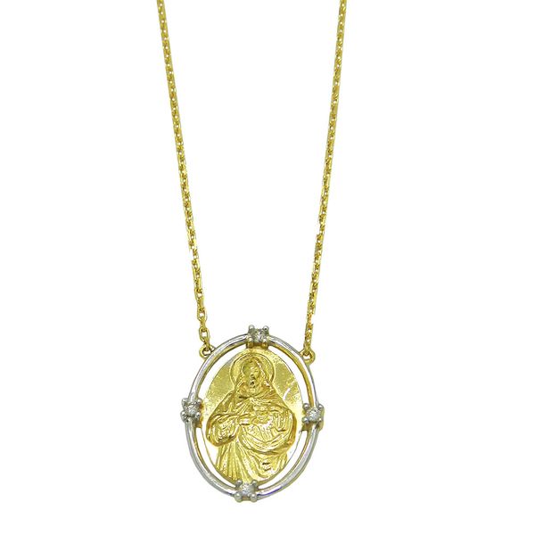 Gargantilha de Ouro 18k Coração de Jesus 3.3g 16.0mm