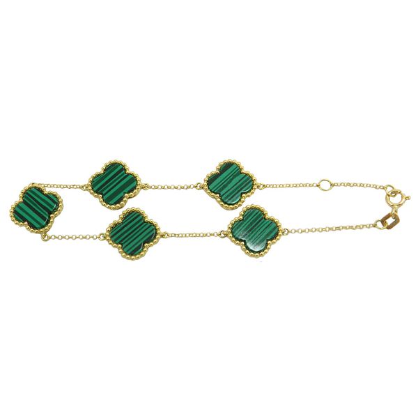 Pulseira de Malaquita Verde em Ouro 18k com 10.5x3mm 