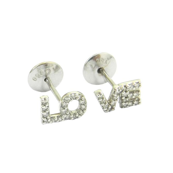 Brinco de Ouro 18k Love com Diamantes