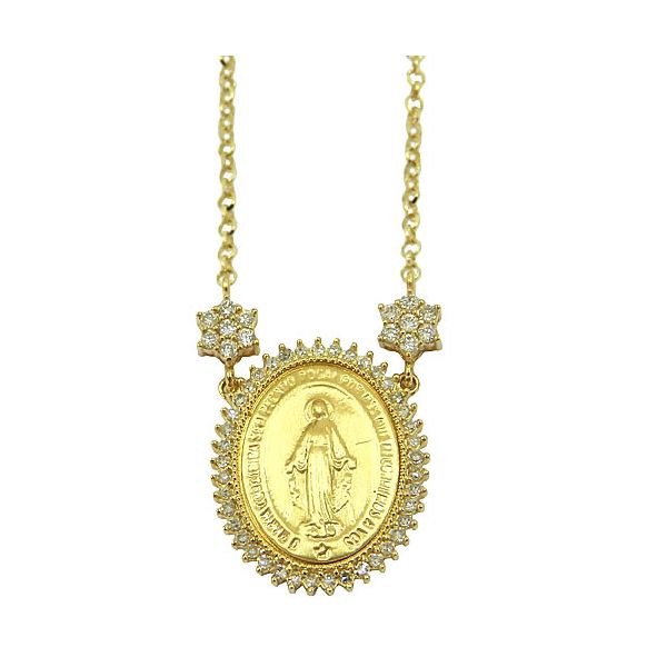 Gargantilha de N. Senhora em Ouro 18k com 55 Brilhantes