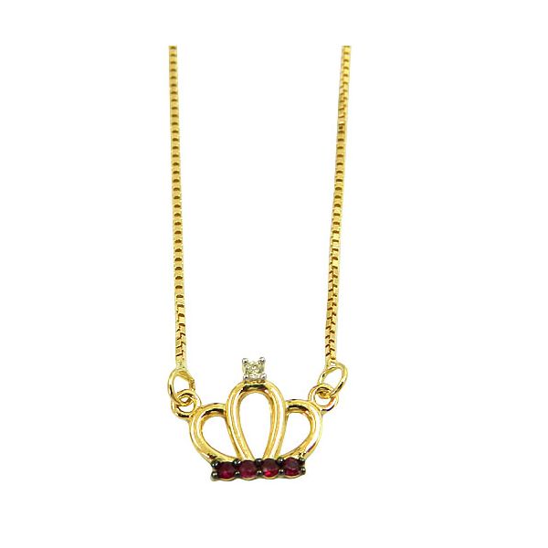 Gargantilha princesa em Ouro 18K com Brilhante e Rubis