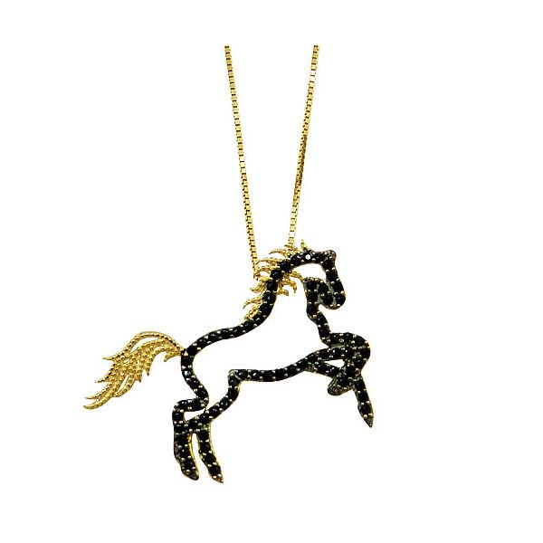 Gargantilha Cavalo em Ouro 18K cravejado com Espinélio