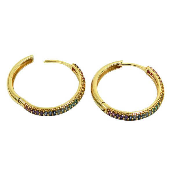 Argola de ouro 18k com Zircônias Coloridas 21mm 